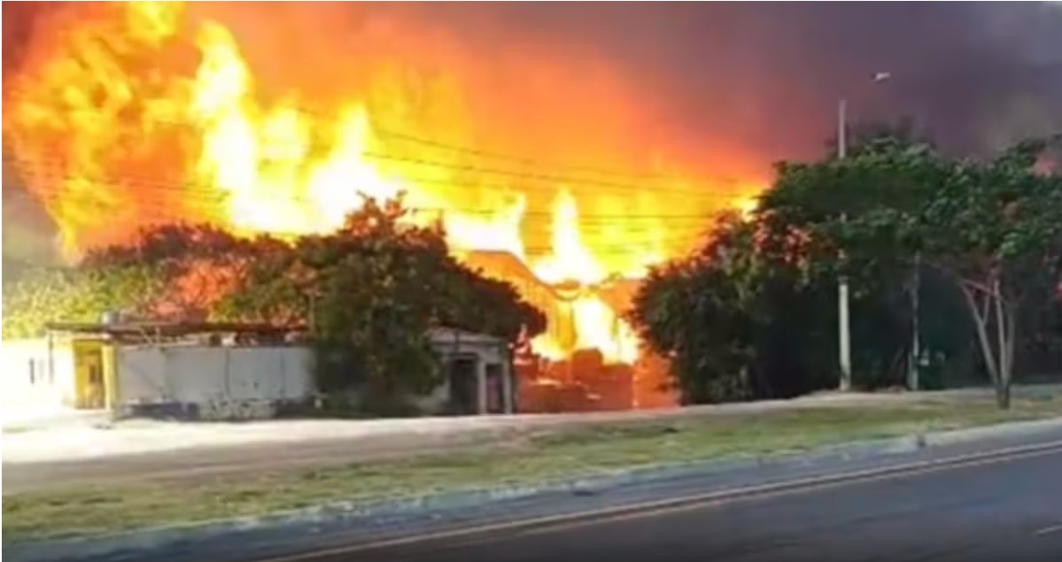 Pérdidas millonarias deja incendio en fábrica de estibas en la Troncal del Caribe, vía a Gaira