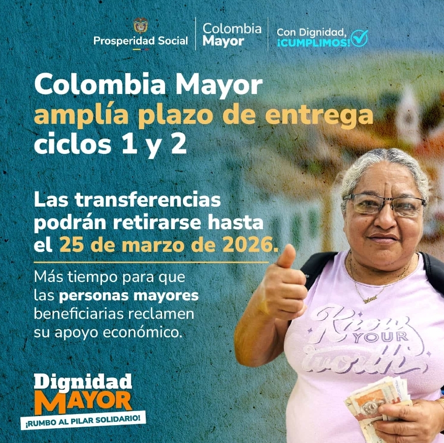 Colombia Mayor amplía plazo de entrega de transferencias de los ciclos 1 y 2