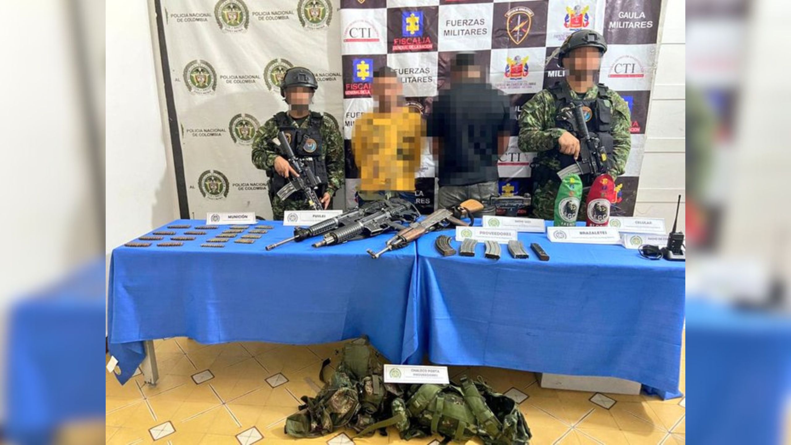 Dos presuntos integrantes del ‘Clan del Golfo' capturados y arsenal incautado deja operativos de la Policía, la Fiscalía y el Ejército en el Municipio del Retén