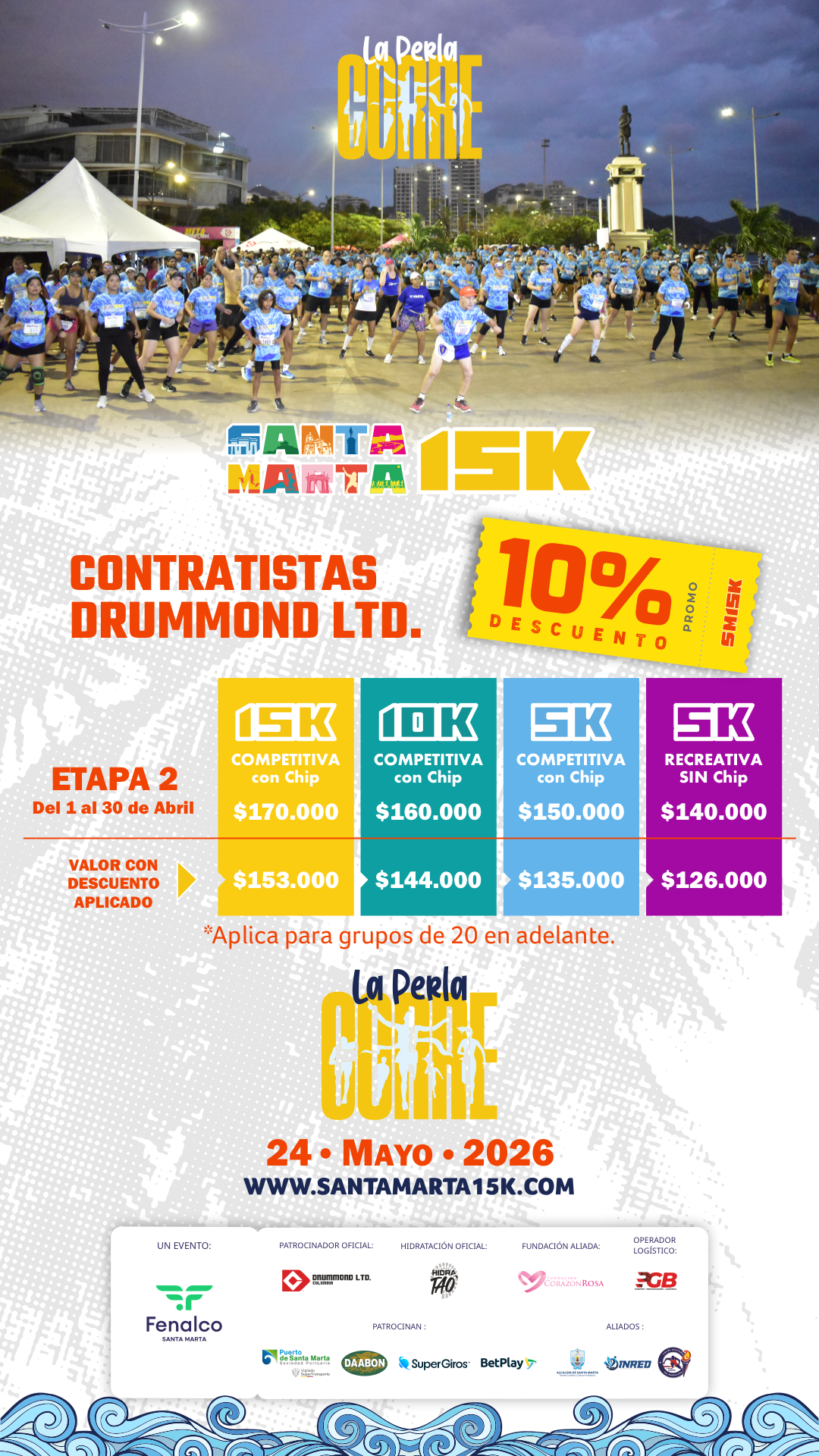 Drummond Ltd. apoya la carrera Santa Marta 15K, ‘La Perla Corre’