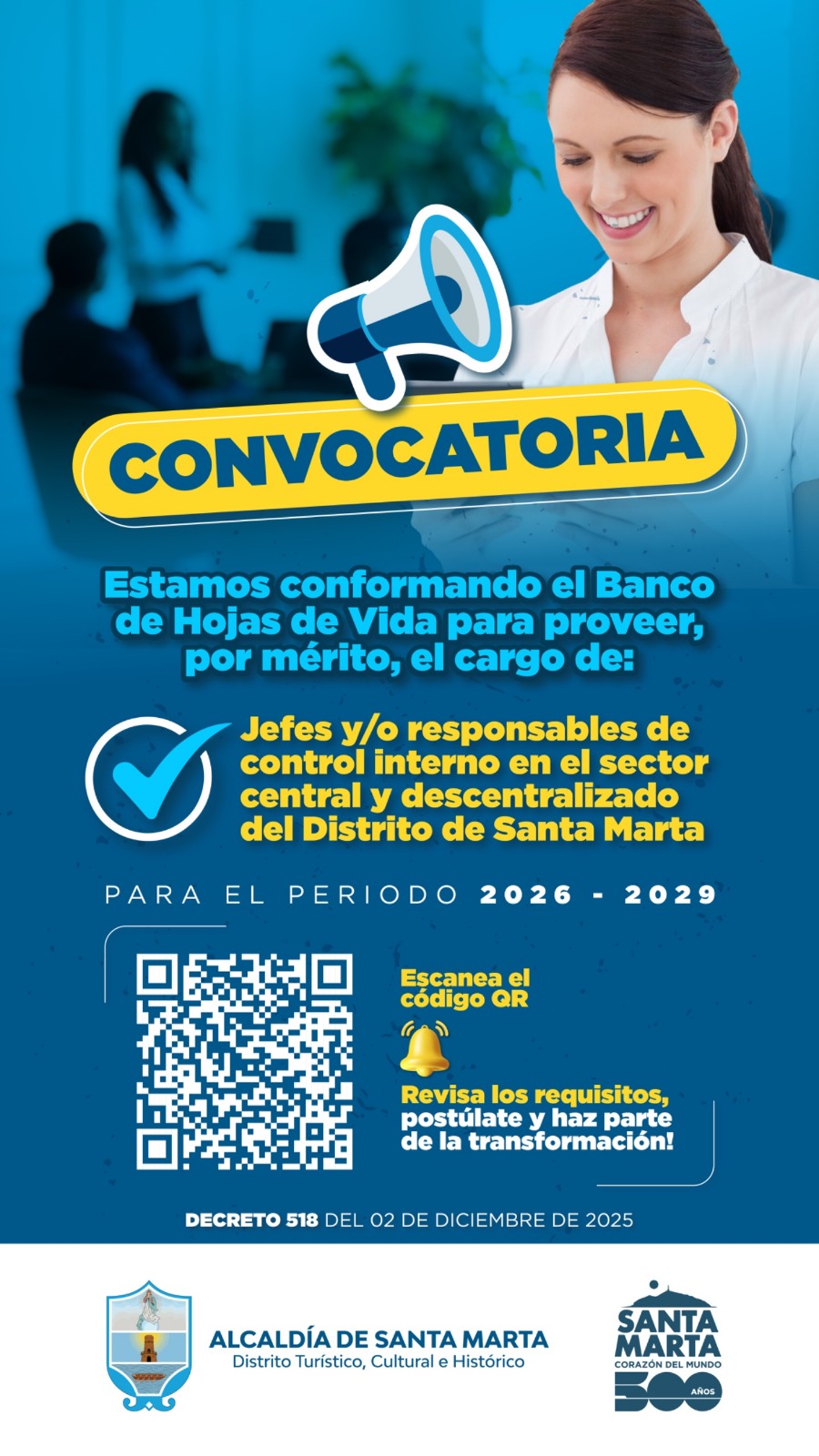 Alcaldía de Santa Marta abre convocatoria laboral para Jefe y/o responsables de Control Interno