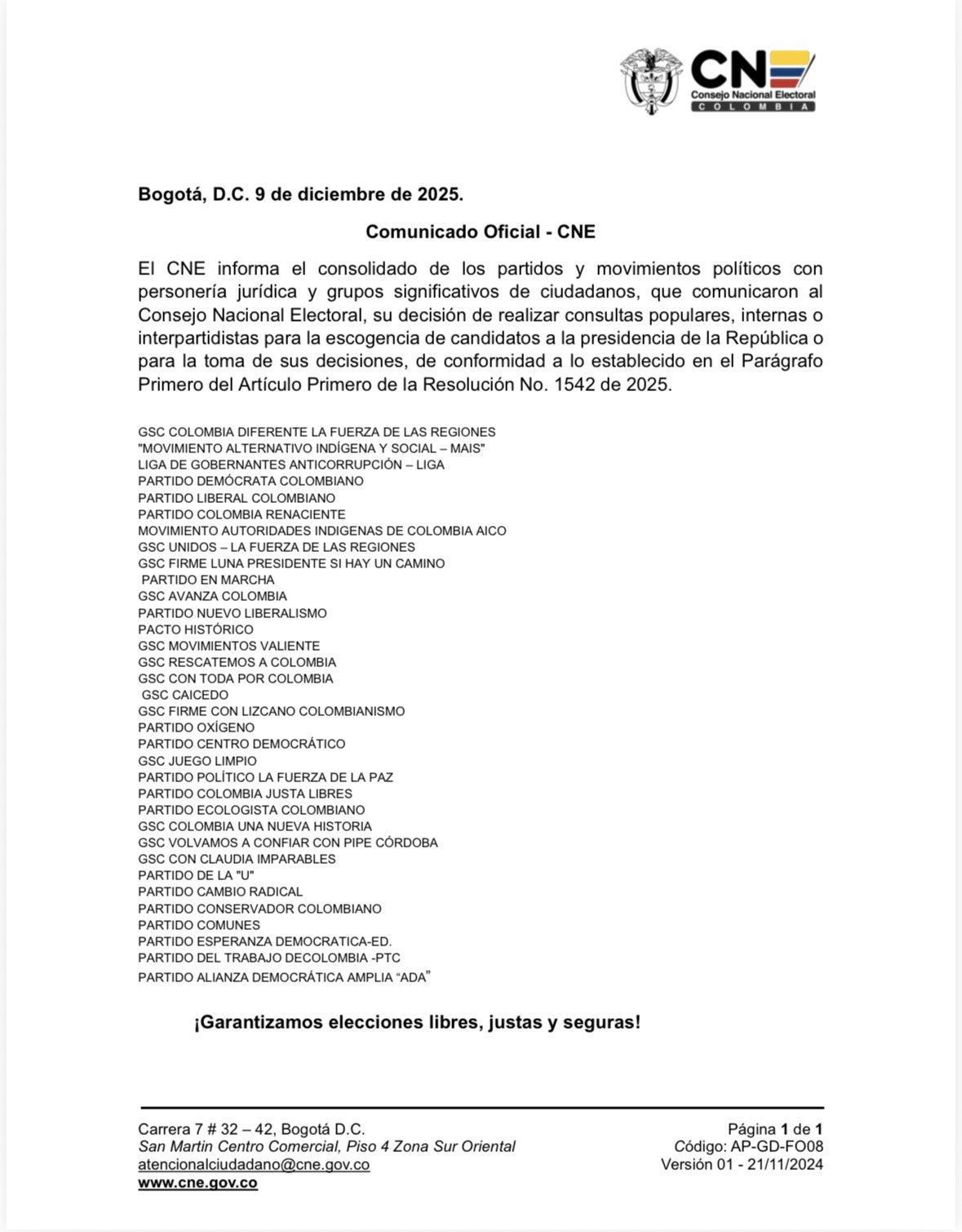 #Atención La CNE informa sobre partidos y movimientos que realizarán  consultas para elecciones presidenciales