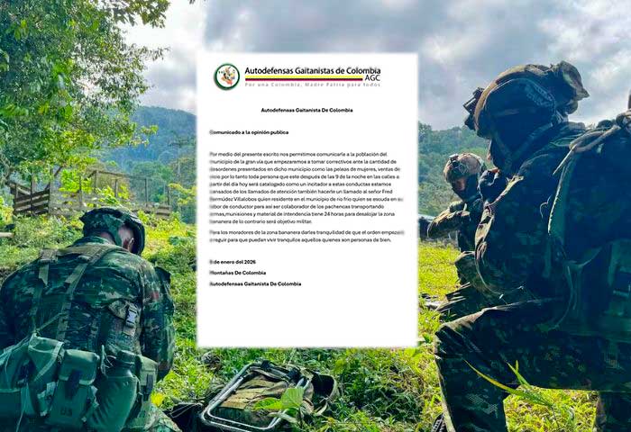 Panfleto atribuido al ‘Clan del Golfo’, genera miedo y temor en el municipio Zona Bananera