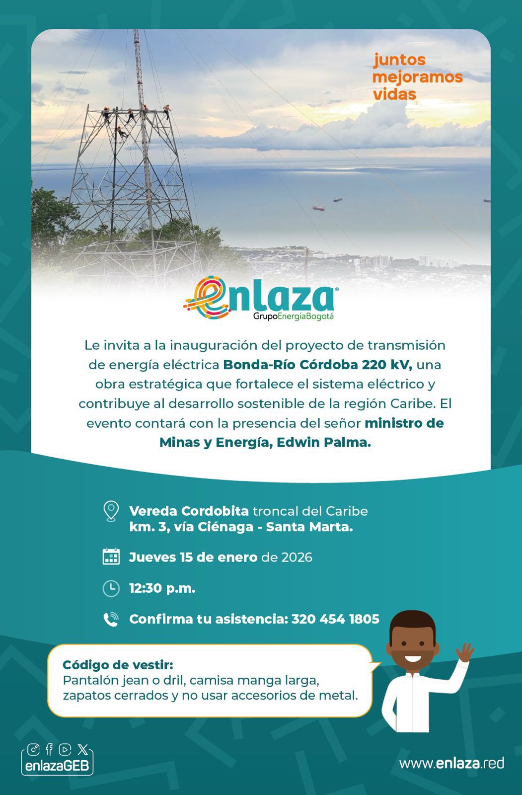 Enlaza pone en operación el proyecto Bonda 220 kV y fortalece el sistema eléctrico del Caribe