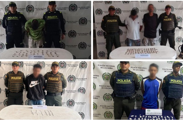 Cinco capturados y más de 400 gramos de droga incautados, dejan operativos de la policía en el Magdalena